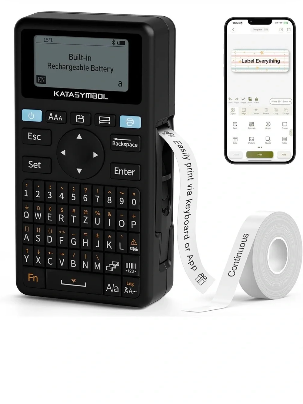 New Open Box SUPVAN E11 Bluetooth Label Maker Machine, Support Keyboard & App